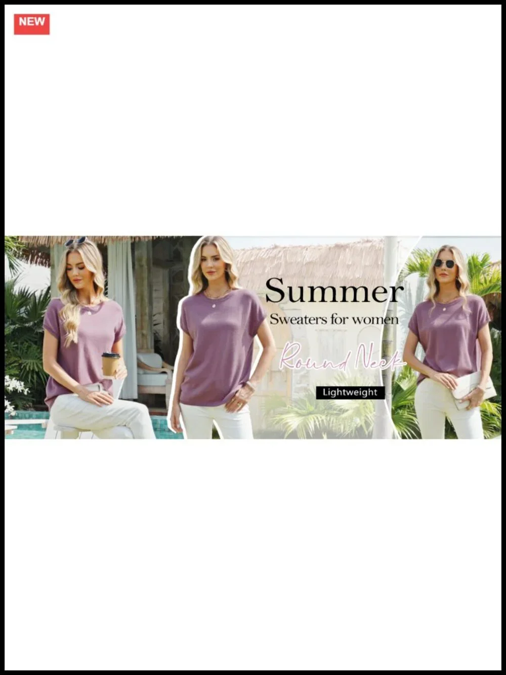 Women's Short Sleeve Knit Sweater Crew Neck Lightweight Pullover Top
